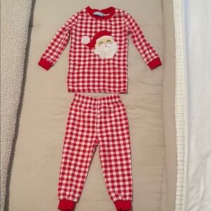Red Checkered Kids Pajamas with Santa Design